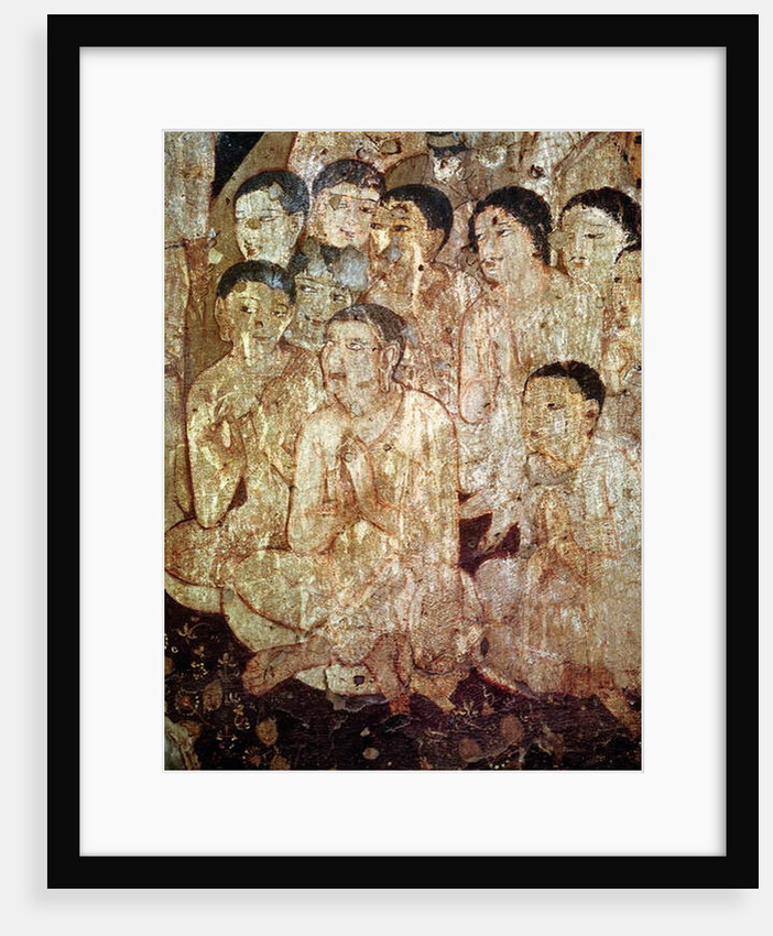 Group of disciples mourning the death of Buddha by Indian School