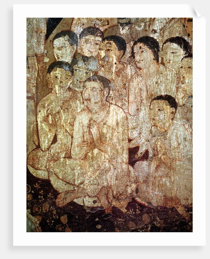Group of disciples mourning the death of Buddha by Indian School