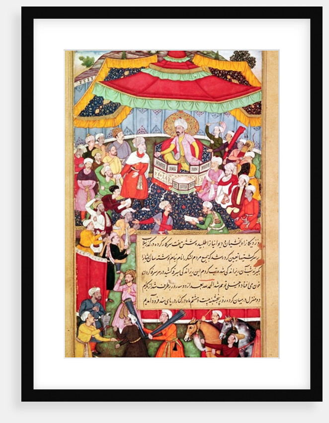 The King on his throne surrounded by his courtiers by Indian School