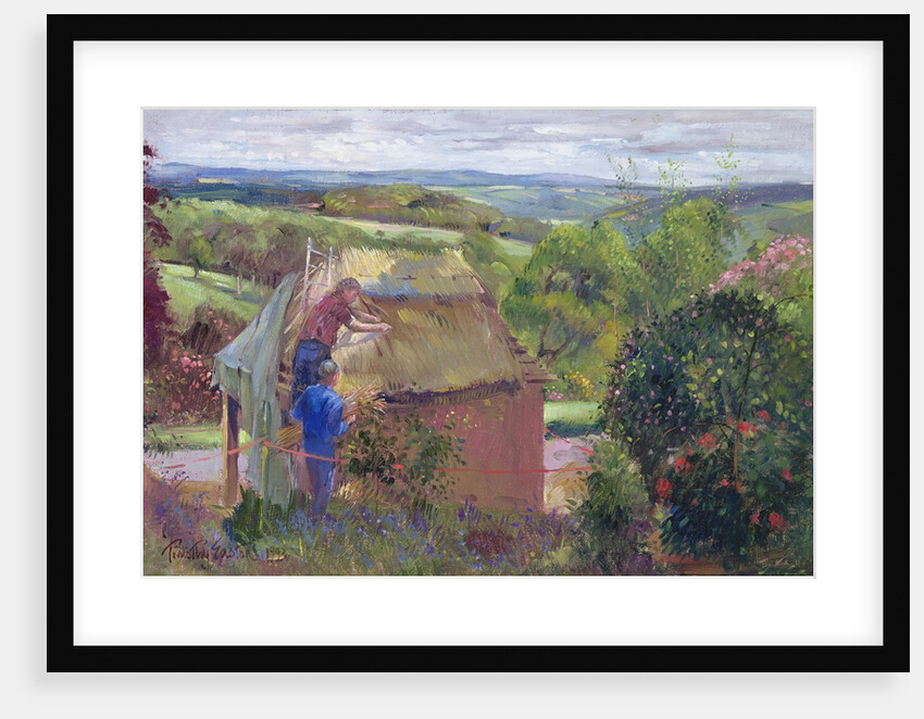 Thatching the Summer House, Lanhydrock House, Cornwall, 1993 by Timothy Easton