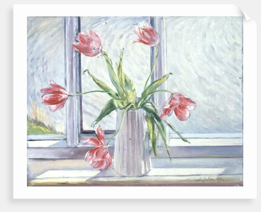 Tulips Against Moving Water by Timothy Easton