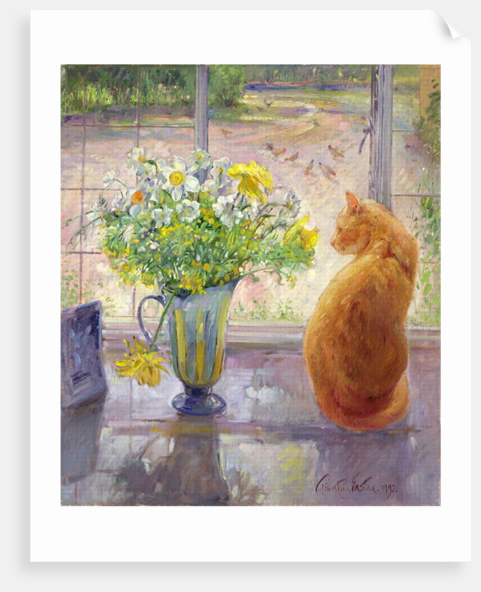 Striped Jug with Spring Flowers, 1992 by Timothy Easton