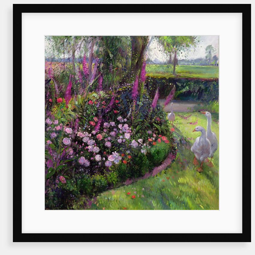 Rose Bed and Geese, 1992 by Timothy Easton