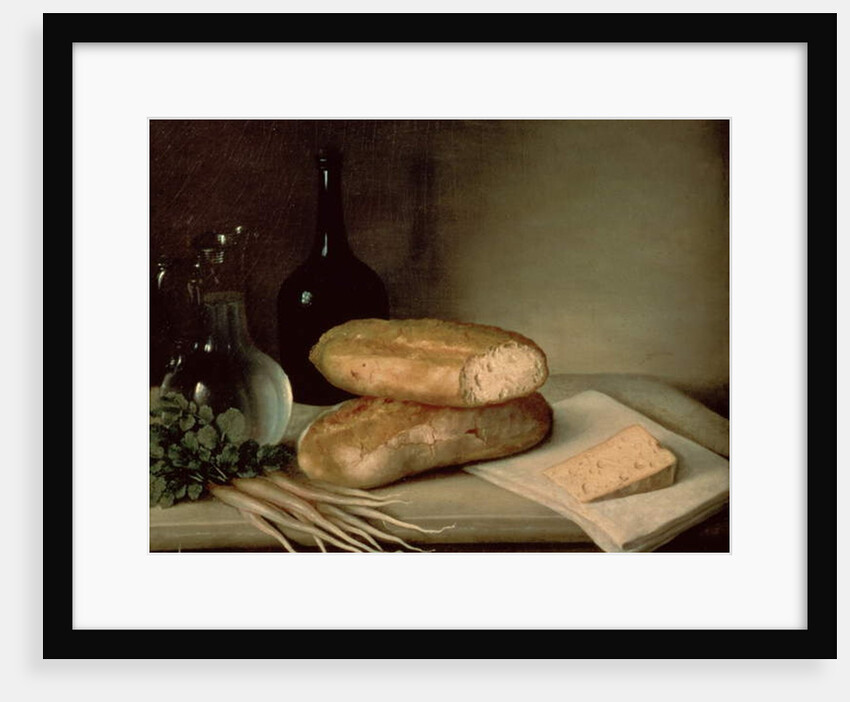 Still Life with Bread, Cheese and a Flagon of Wine by Claude Joseph Fraichot