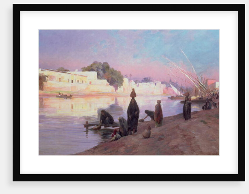 Washerwomen on the banks of the Nile by Eugene Alexis Girardet
