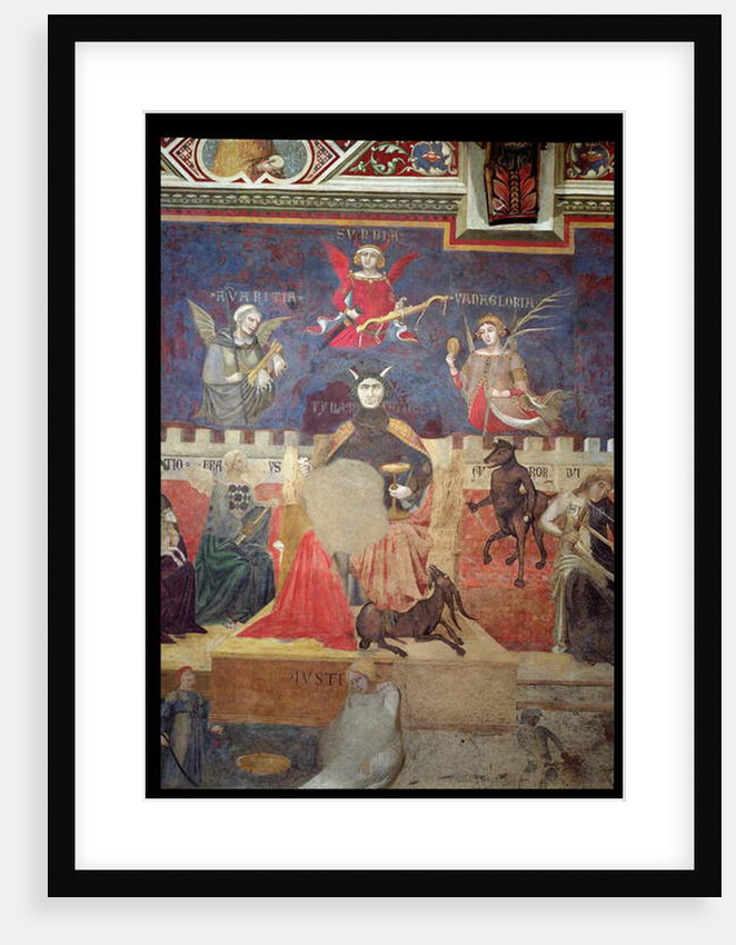 Allegory of Bad Government, detail of Avarice, Pride, Vanity, Tyranny, Fraud and Anger, 1338-40 by Ambrogio Lorenzetti