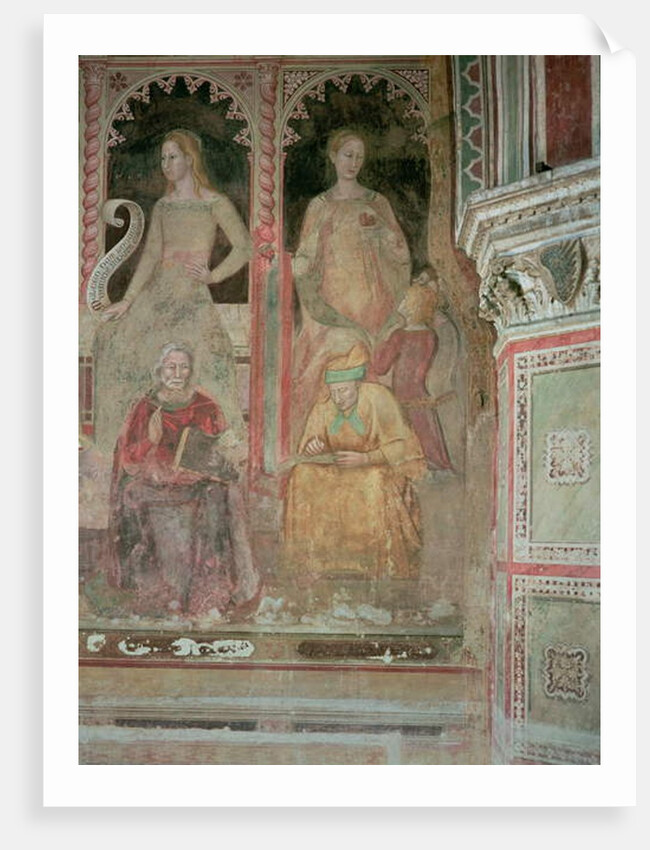 The Church Militant and Triumphant, in the Spanish Chapel, detail of Rhetoric, Cicero, Grammar and Aelius Donatus, 1366-68 by Andrea di Bonaiuto