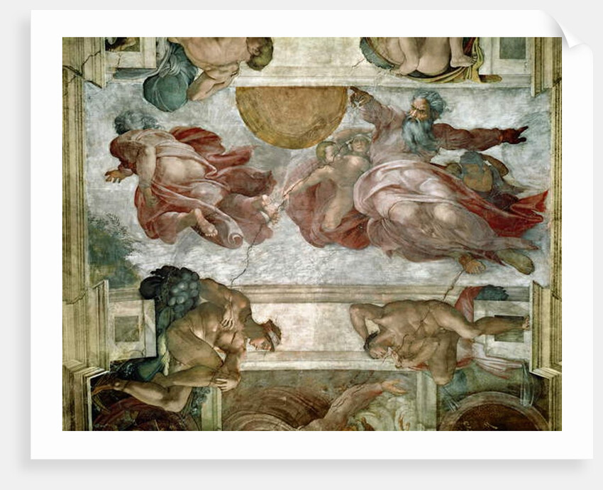 Sistine Chapel Ceiling: Creation of the Sun and Moon, 1508-12 by Michelangelo Buonarroti