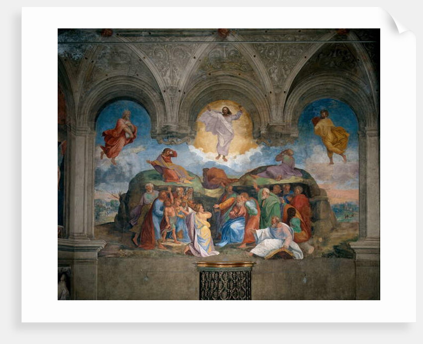 Transfiguration of Christ, painted on a piece of the wall in the sacristy by Girolamo da Carpi