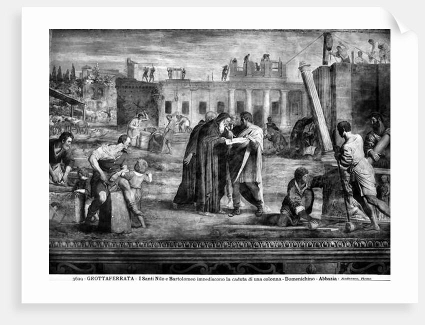One of the miracles of St. Bartholomew, who prevents a column from falling, 1610 by Domenichino
