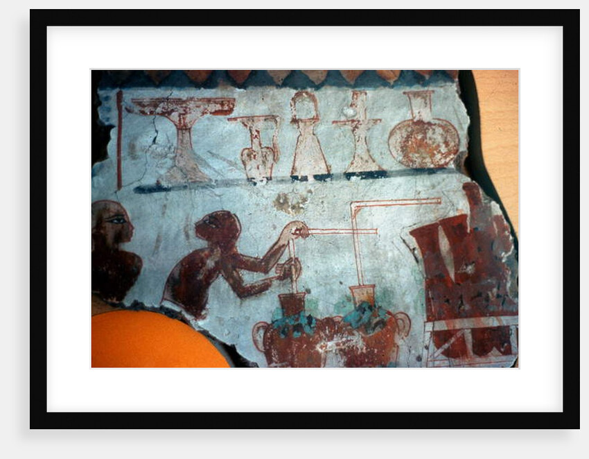 Fragment of a wall painting originally from Thebes, 1540-1479 BC by Egyptian Egyptian