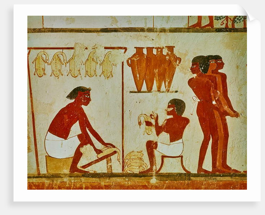 Meat processing of the birds by Egyptian 18th Dynasty