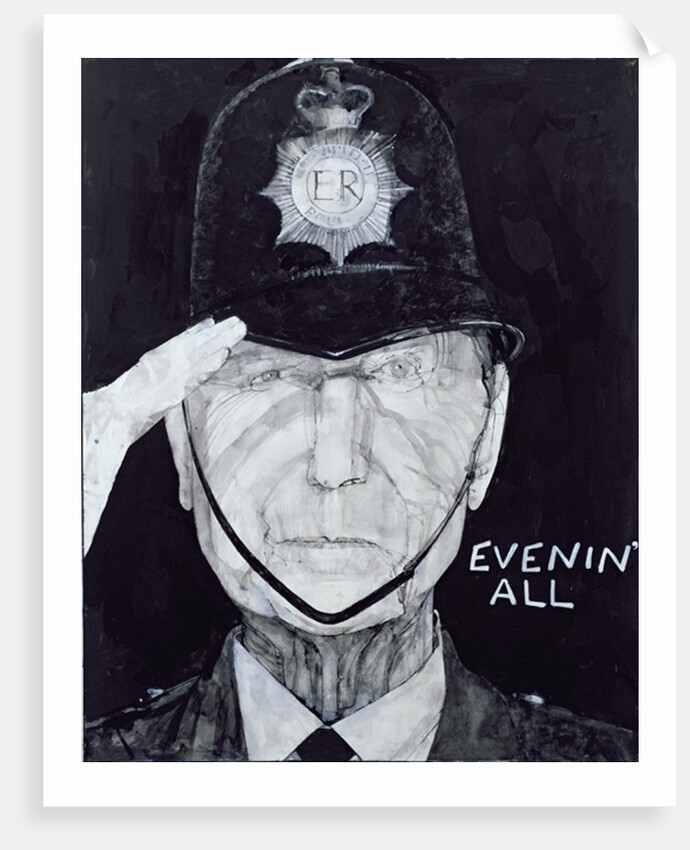Portrait of Jack Warner as Dixon of Dock Green by Barry Fantoni