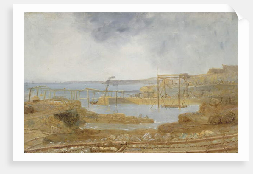 Sketch of Inner Harbour, A Temporary Crane, May 1829 by Robert Mackreth