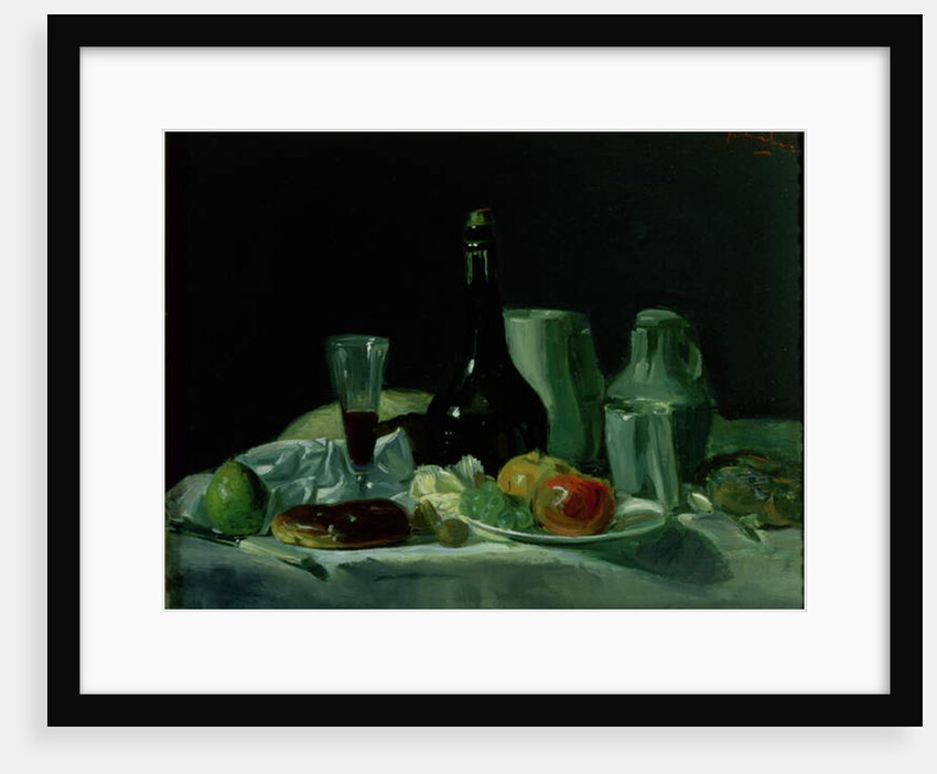 Still Life - Bottle and Fruit by George Leslie Hunter