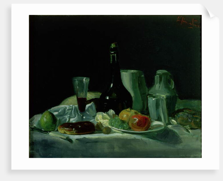 Still Life - Bottle and Fruit by George Leslie Hunter