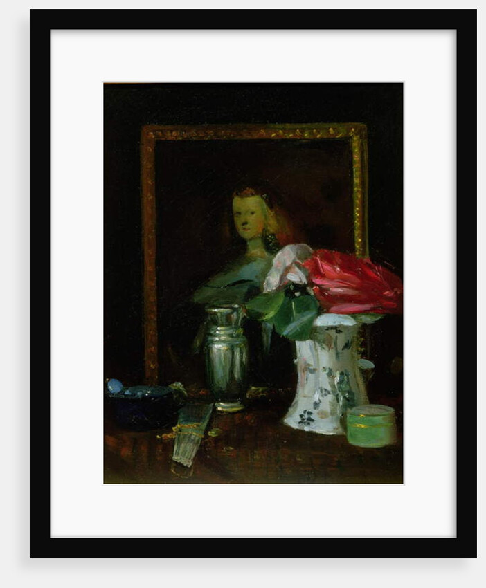 Still Life of Roses, Portrait, Vase and Fan by George Leslie Hunter