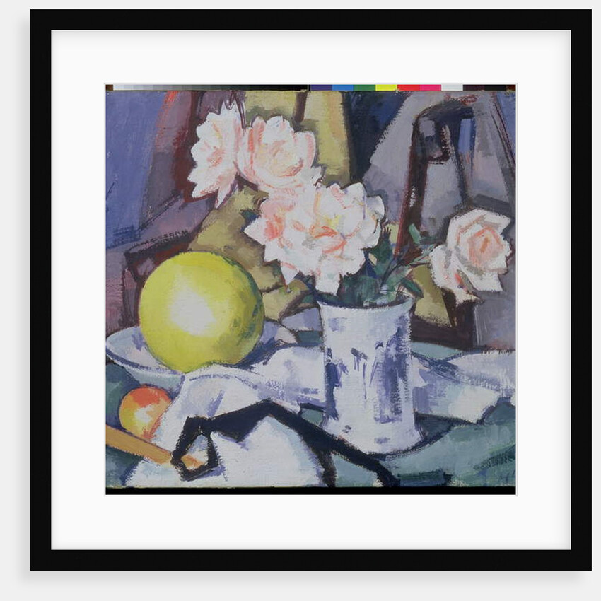 Blue and White Vase, Roses, Melon and Orange by Samuel John Peploe