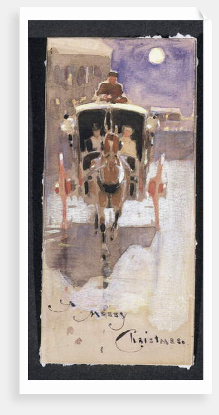 Christmas Card with a Hansom Cab by Joseph Crawhall