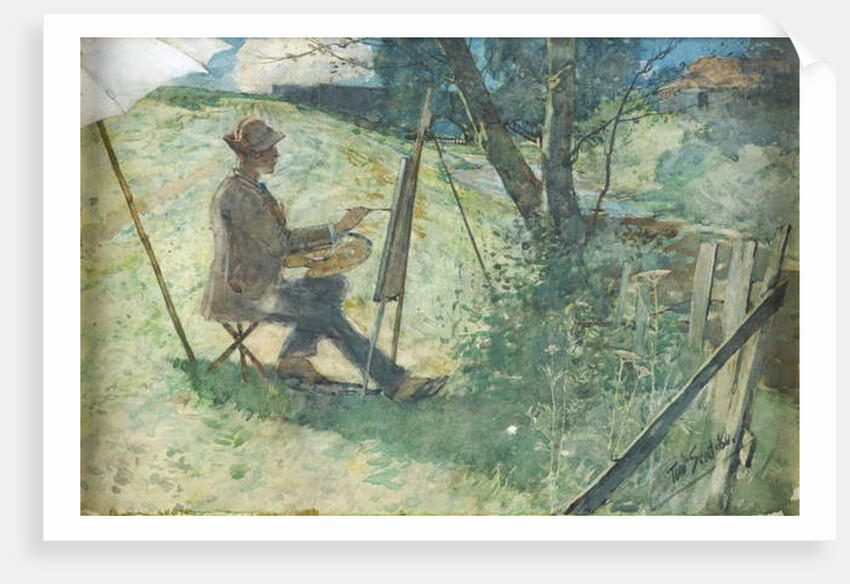 Artist Painting by a Burn, 1886 by Tom Scott