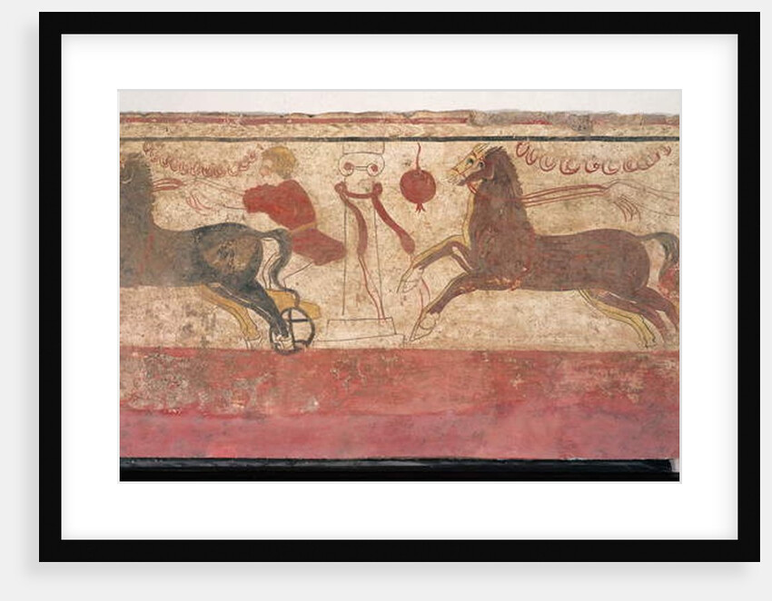 Chariot racing, detail from a tomb chamber, 330-320 BC by Etruscan
