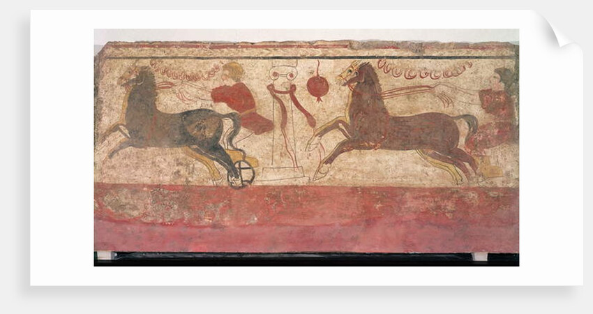 Chariot racing, detail from a tomb chamber, 330-320 BC by Etruscan