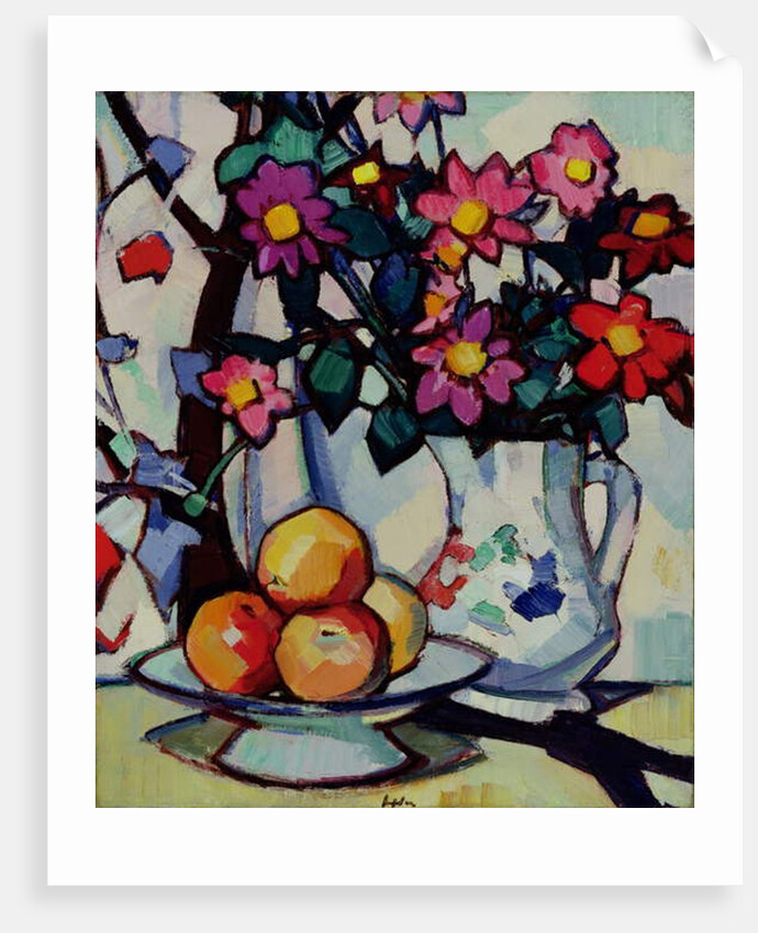 Still life of dahlias and fruit, c.1910-12 by Samuel John Peploe