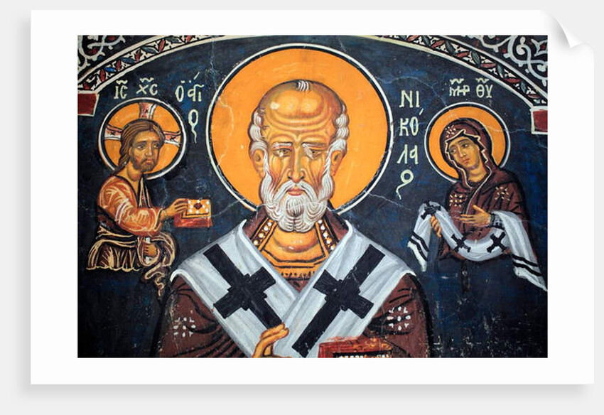 Saint Nicholas surrounds Christ and Mary Byzantine fresco by Anonymous