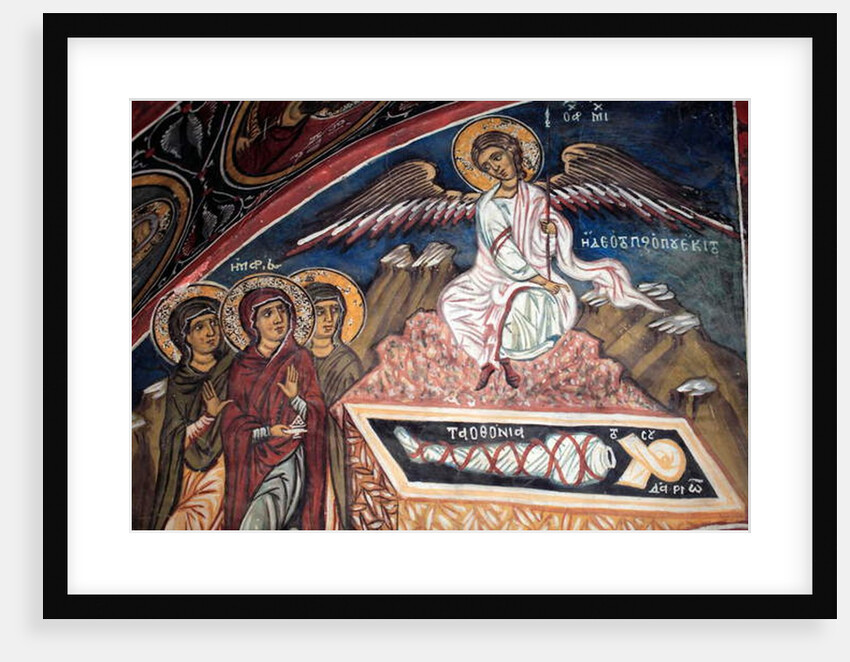 The Christ resurection Michael Archangel is showing the empty shroud to the three Mary by Anonymous
