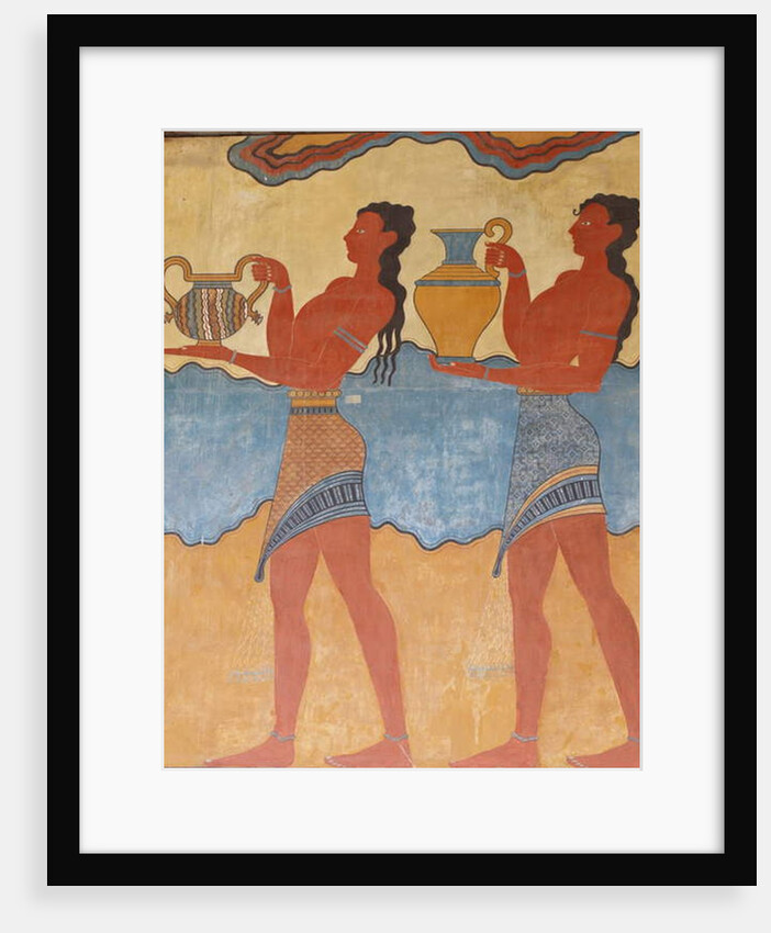Figures of the procession fresco from the palace at Knossos by Minoan Minoan