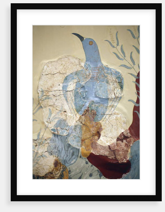 Minoen art. Detail of the Blue bird” Fresco by Minoan Minoan