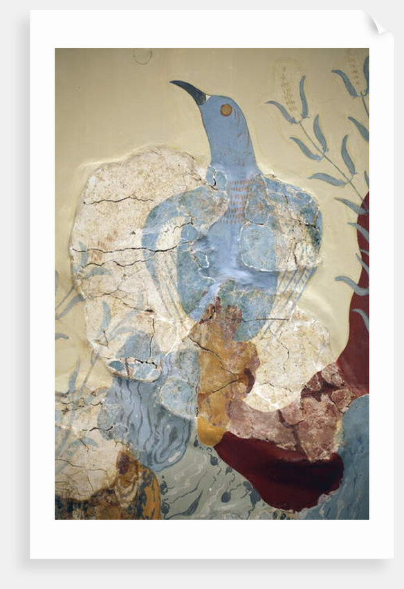 Minoen art. Detail of the Blue bird” Fresco by Minoan Minoan