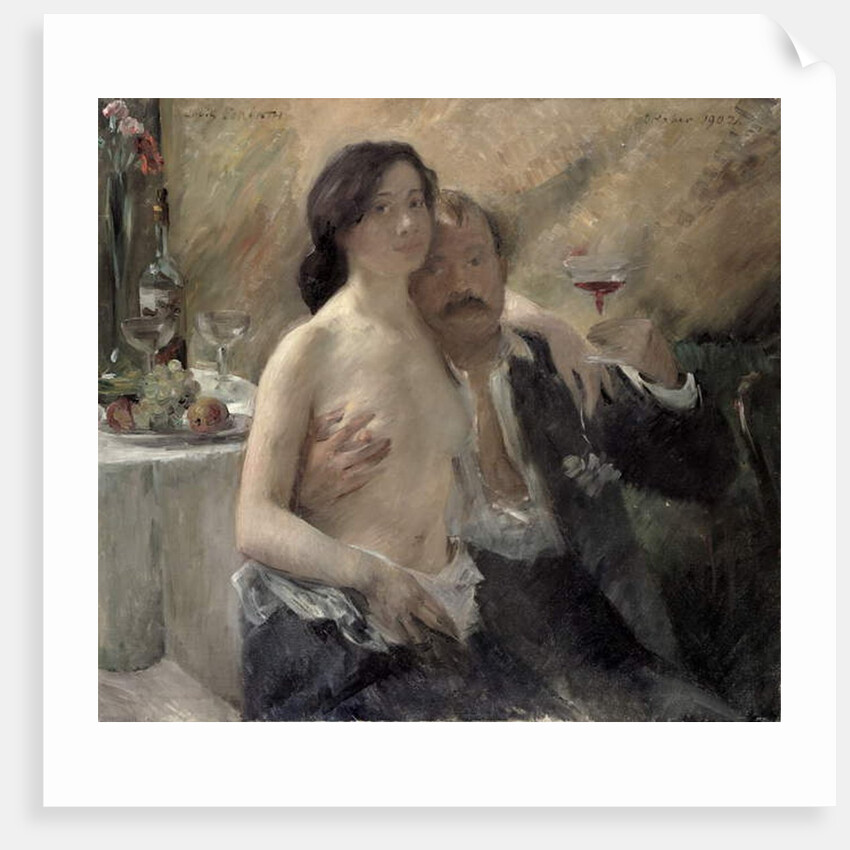 Self portrait with his wife and a sekt glass, 1902 by Lovis Corinth