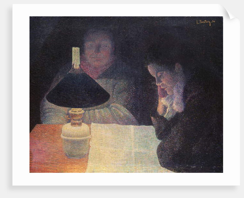 Reading under the Lamp, 1890 by Leon Pourtau