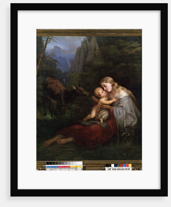 Genevieve de Brabant and her child abandoned in the wild forest by W. Herbig