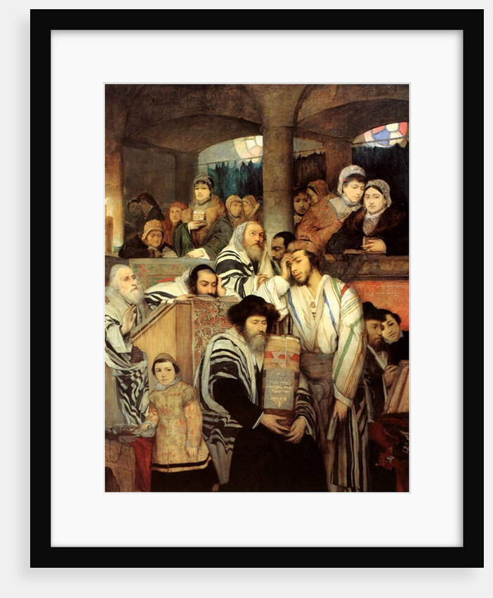 Jews praying in the Synagogue on Yom Kippur, 19th century by Maurycy Gottlieb