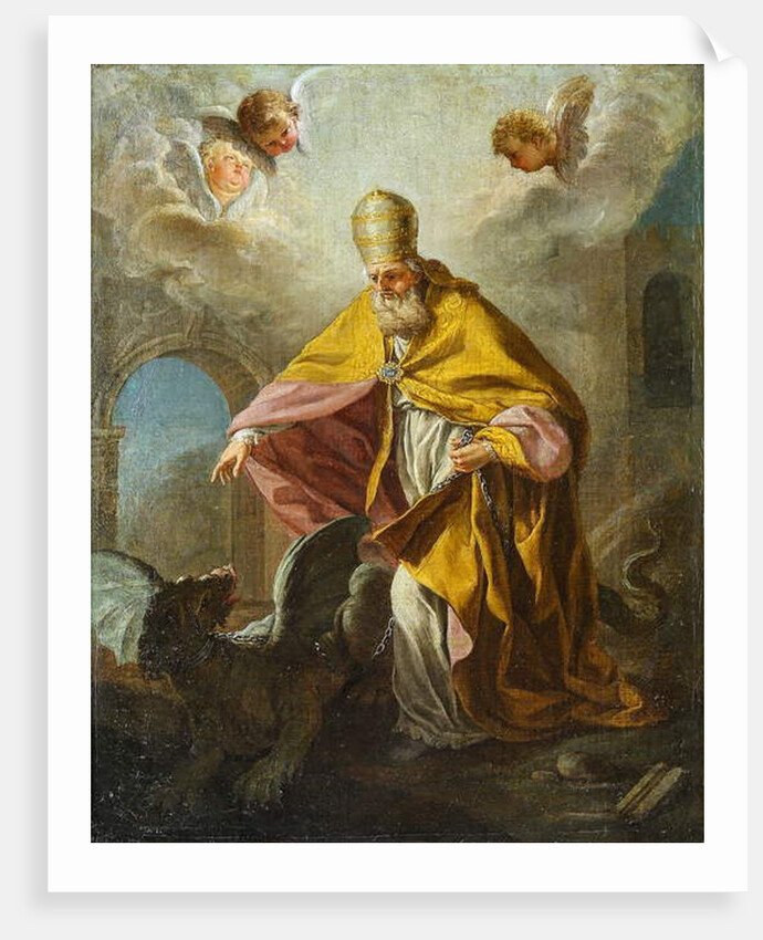 Pope Sylvester I slaying a dragon by Unknown artist