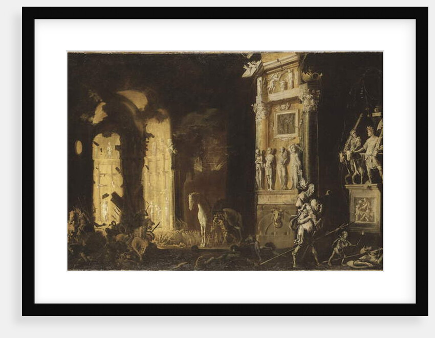 The Fire of Troy With Aeneas Carrying Anchises, 17th century by Francois de (1593-1644) Nome