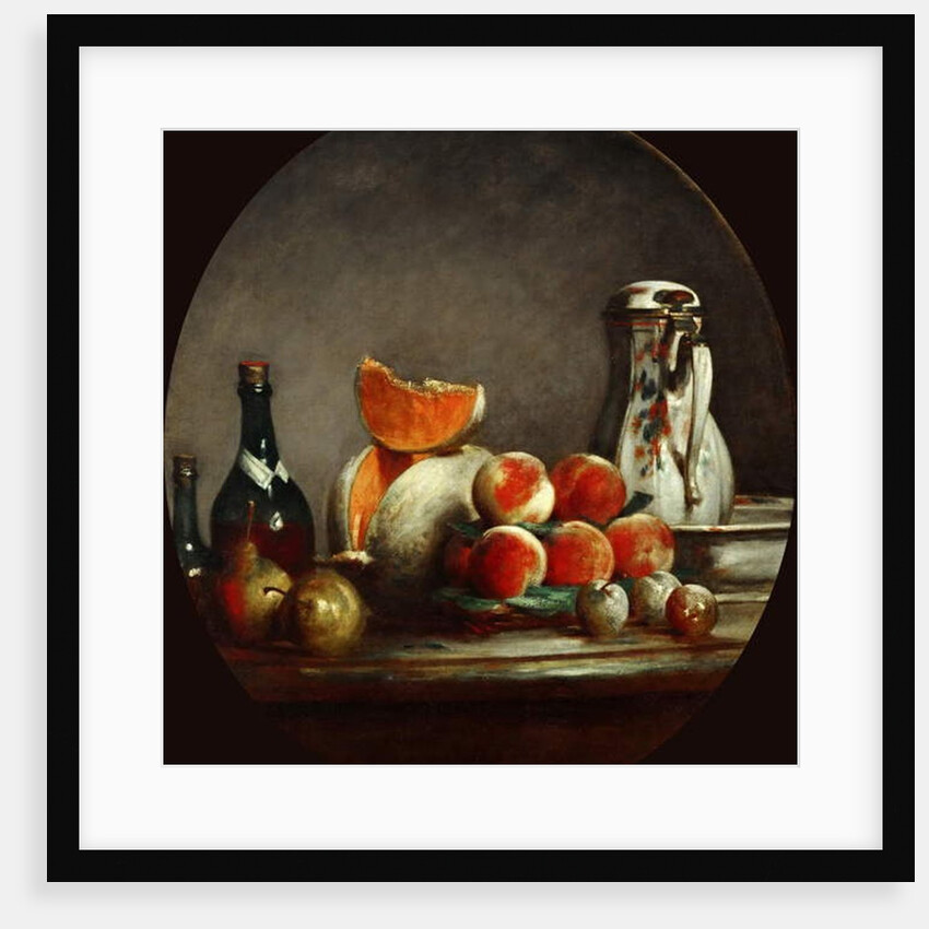 Melons, pears, peaches and plums, or The cut melon, 1760 by Jean-Baptiste Simeon Chardin