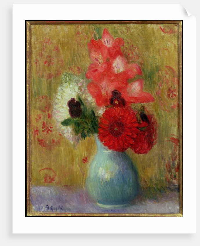 Floral Arrangement in Green Vase by William James Glackens