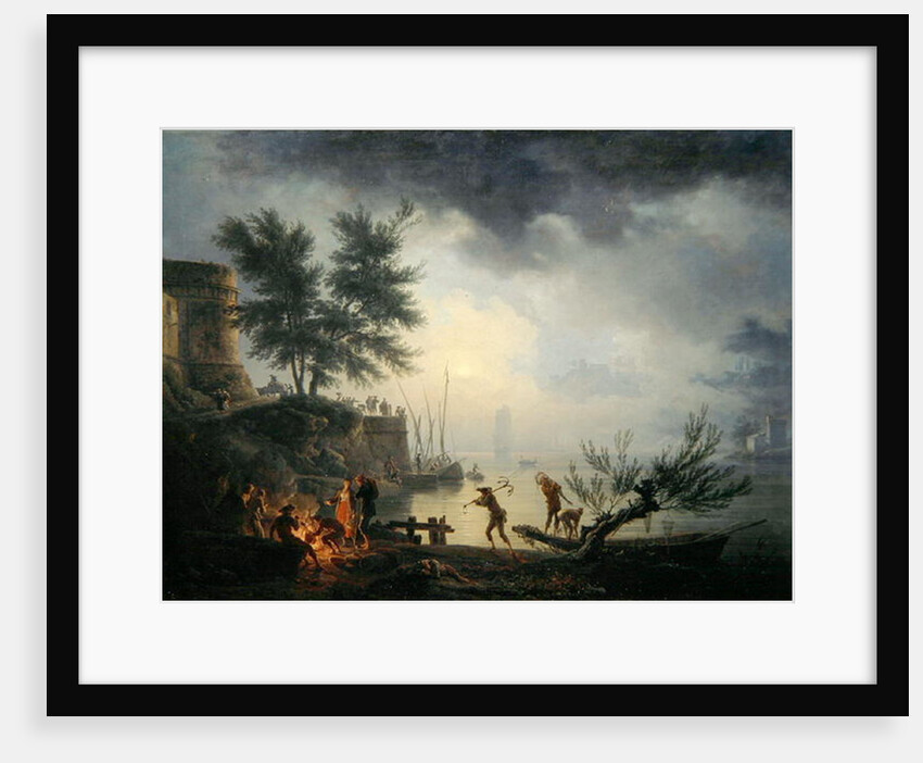 Sunrise, A Coastal Scene with Figures around a Fire, 1760 by Claude Joseph Vernet