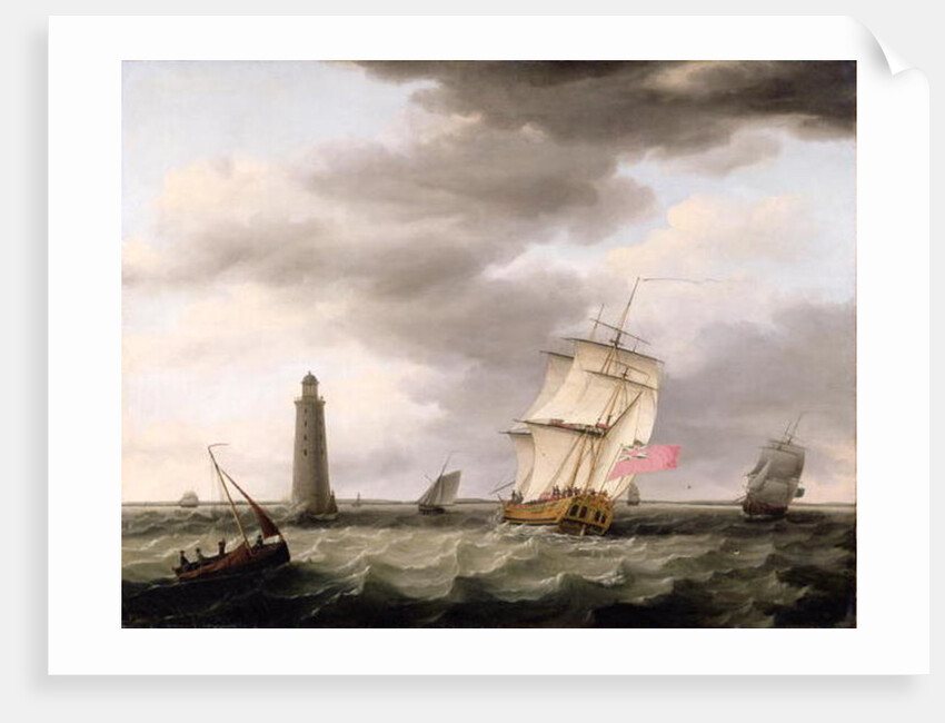 A Man of War passing the Eddystone Lighthouse, c.1773 by Francis Holman