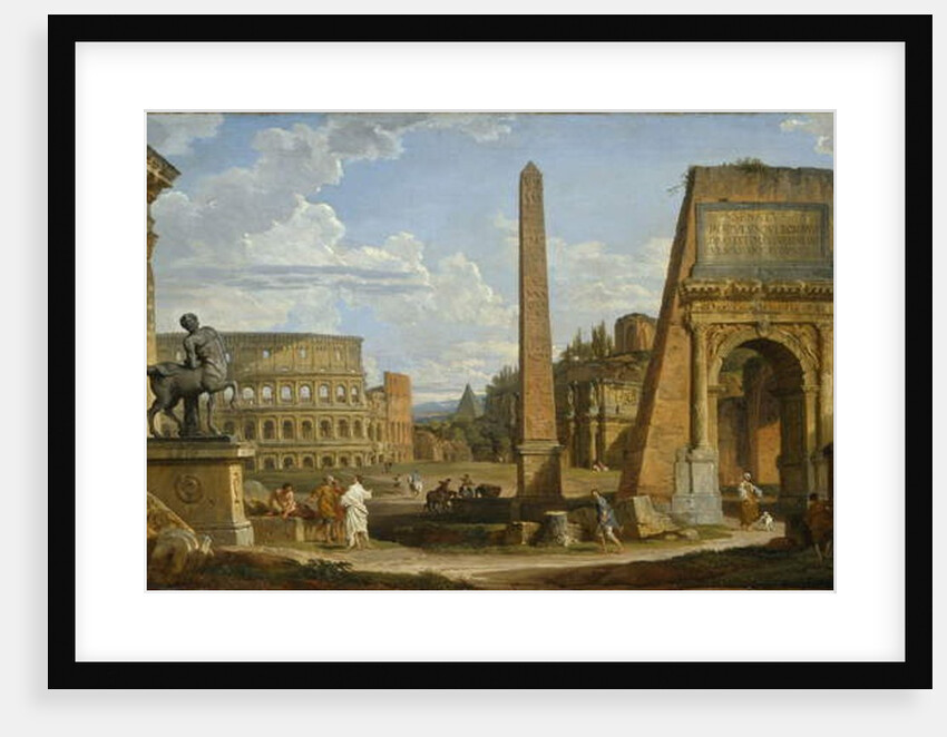 A Capriccio view of Roman ruins, 1737 by Giovanni Paolo Pannini or Panini