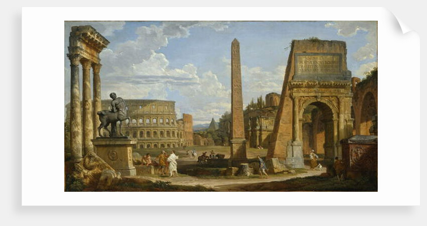 A Capriccio view of Roman ruins, 1737 by Giovanni Paolo Pannini or Panini