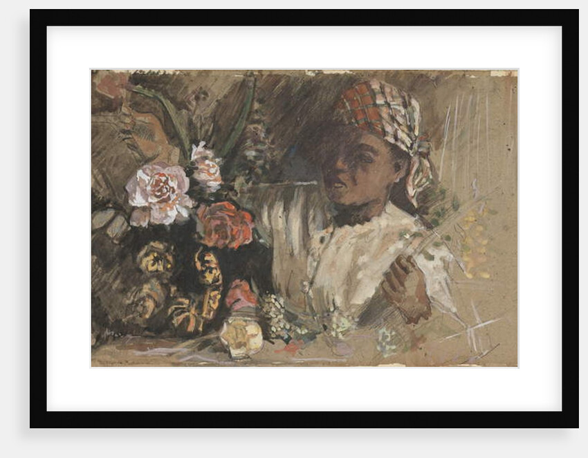 Black woman with peonies, c.1870 by Jean Frederic Bazille