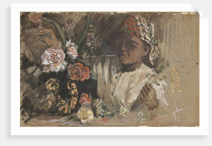 Black woman with peonies, c.1870 by Jean Frederic Bazille