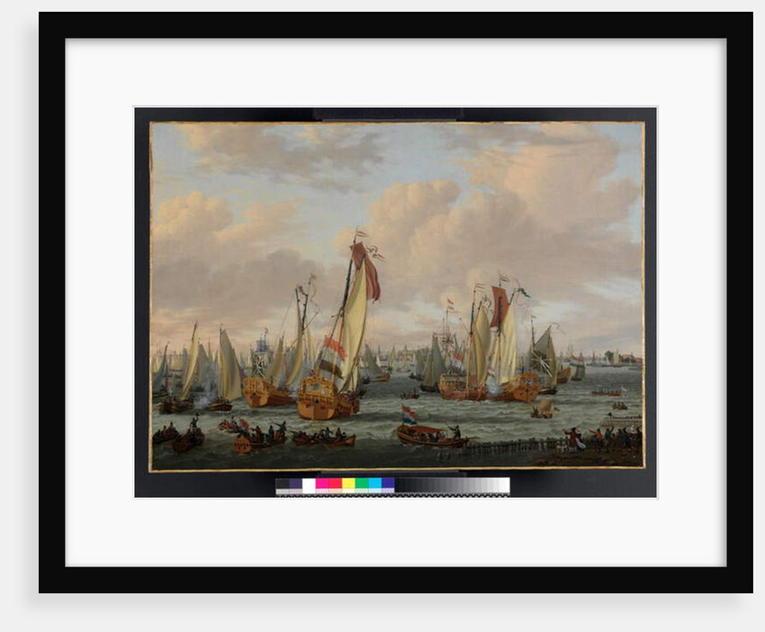 A marine sham-fight on the Y before Amsterdam, before 1710 by Abraham Storck