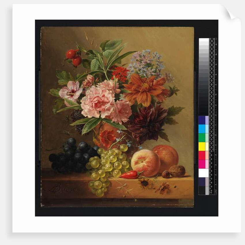 Pot of flowers and fruit, before 1844 by Arnoldus Bloemers