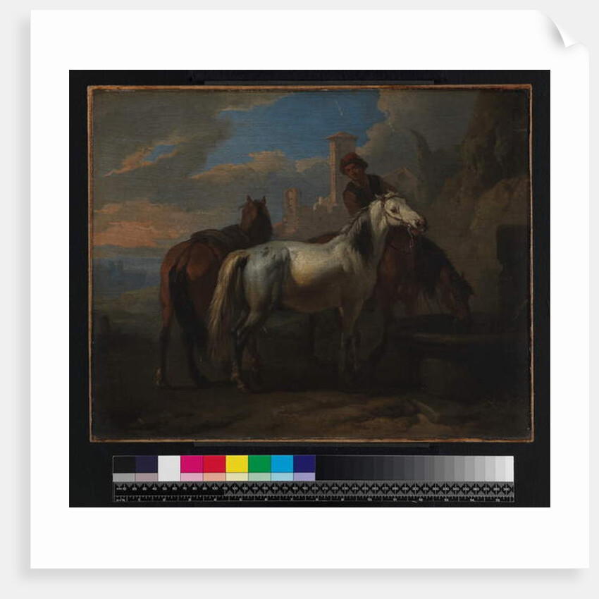 Horses drinking at a fountain, before 1720 by Pieter van Bloemen