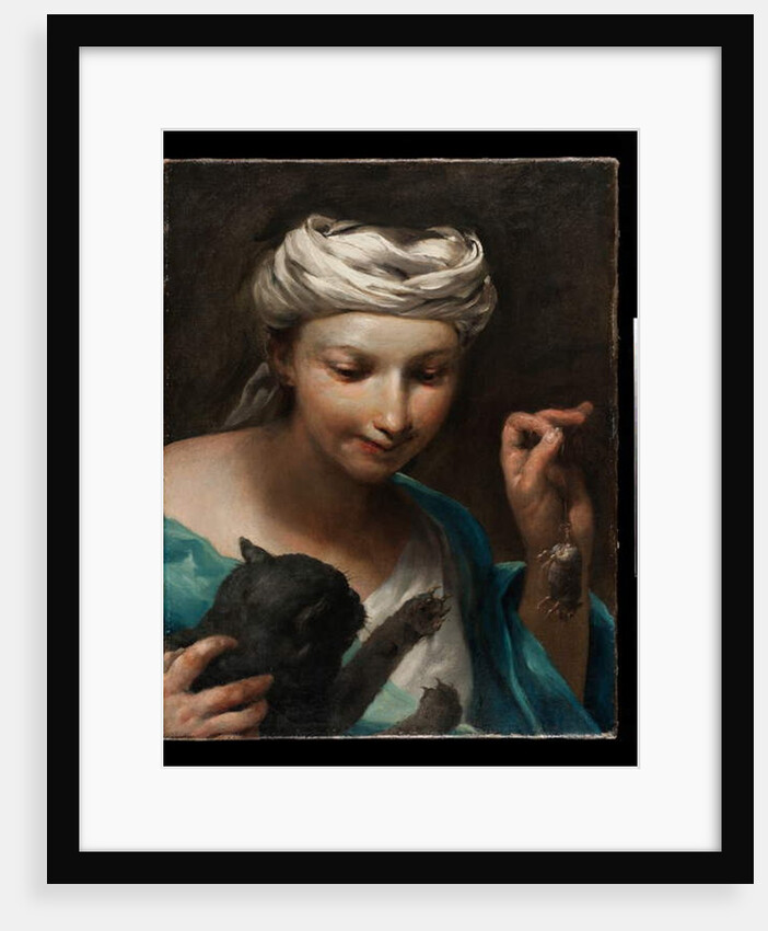 Girl with a Cat, before 1747 by Giuseppe Maria (1665-1747) Crespi